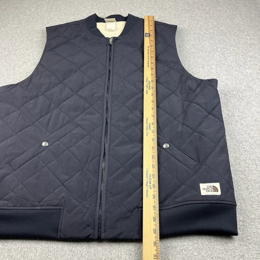 The North Face Quilted Vest Mens XL Cuchillo Sherpa Lined Insulated Jacket Blue